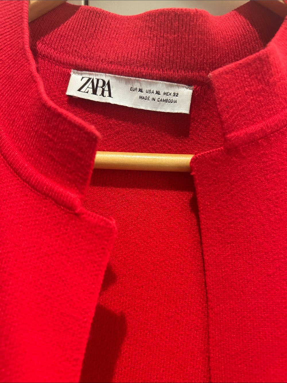 ZARA Red Open-Front Women's Cardigan - Picture 4 of 4
